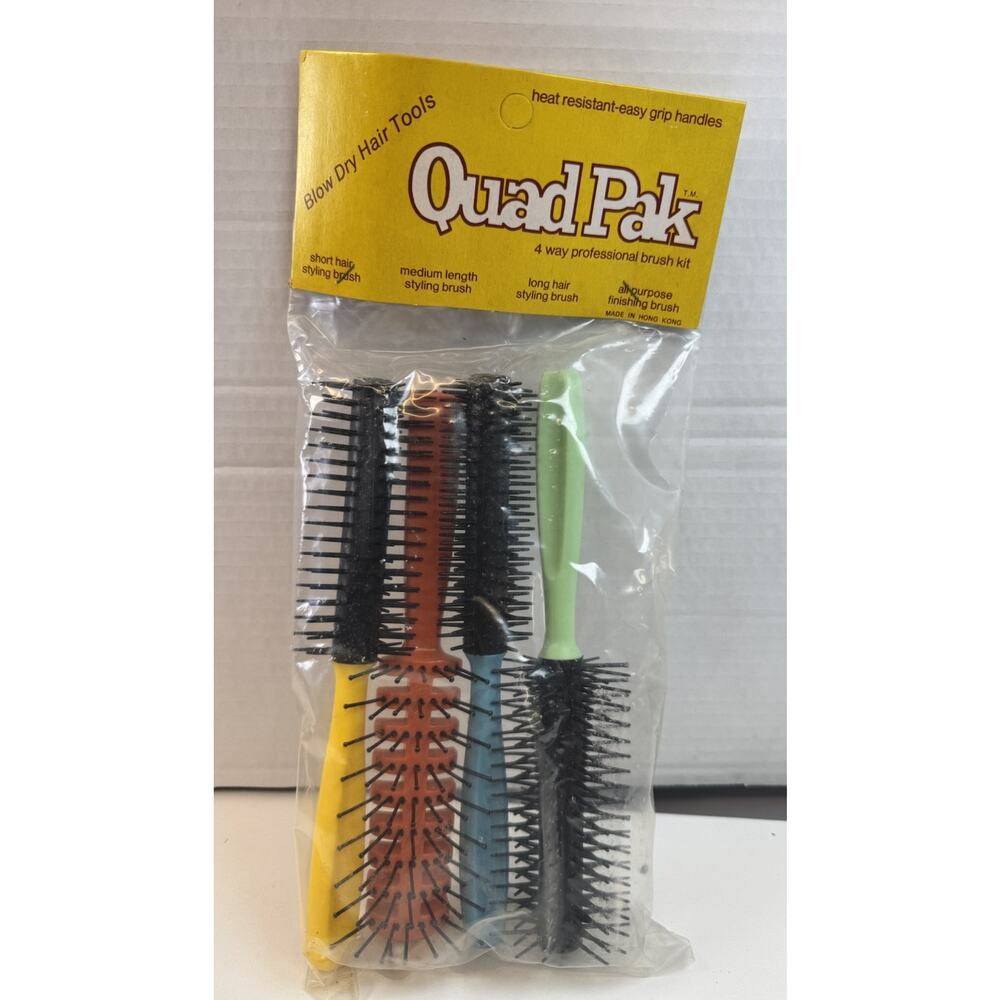 Vintage Quad Pak Hair Brush Set 4 Pc NOS Sealed Blow Dry Styling Kit